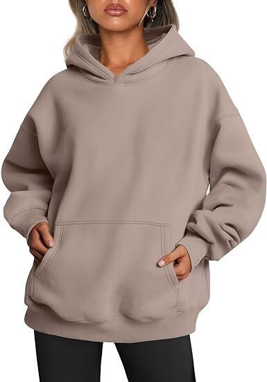 Damen nan Oversize Kapuzenpullover aus weicher Baumwollmischung mit Kängurutasche EB