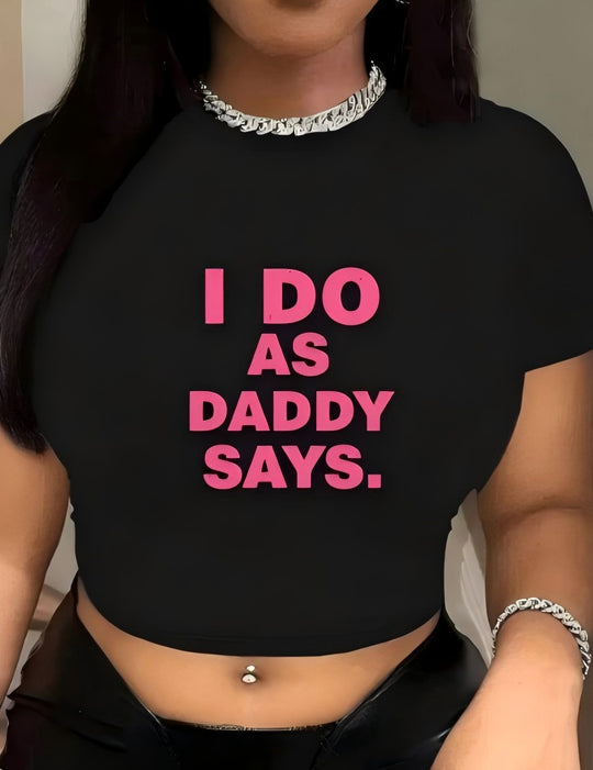 Damen Crop-T-Shirt mit kreativem Aussage-Design EB