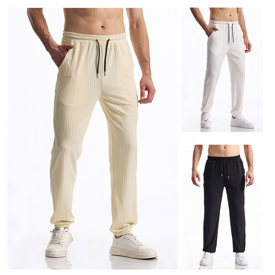 Herren bequeme Activewear-Hose mit elastischem Bund und gestreiftem Design EB