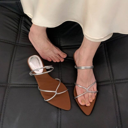 Damen elegante Slingback-Sandalen mit raffiniertem Riemendesign EB