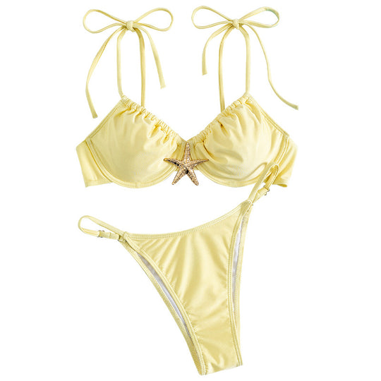 Damen Push-Up-Bikini mit dekorativem Muschelverschluss EB