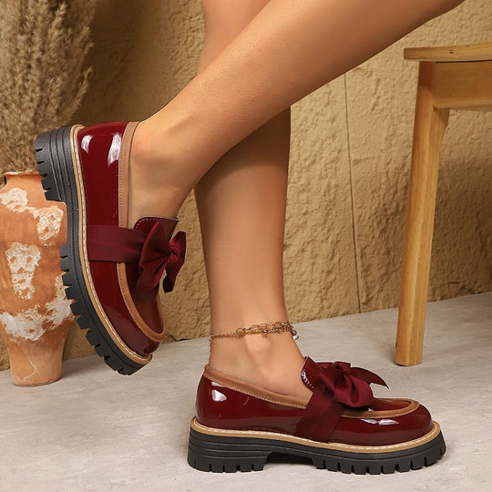 Damen Modische Loafers mit dekorativem Schleifendetail EB