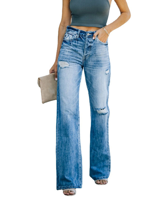 Damen Weit geschnittene Jeans mit modischen Destroyed-Details EB