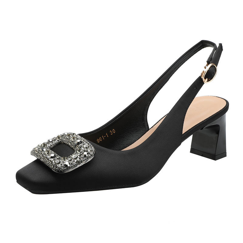 Damen Slingback-Pumps mit dekorativem Schmuckelement und komfortablem Blockabsatz EB