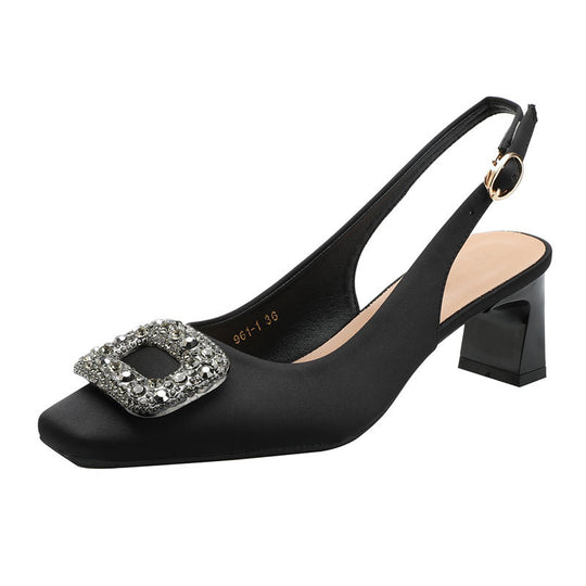 Damen Slingback-Pumps mit dekorativem Schmuckelement und komfortablem Blockabsatz EB