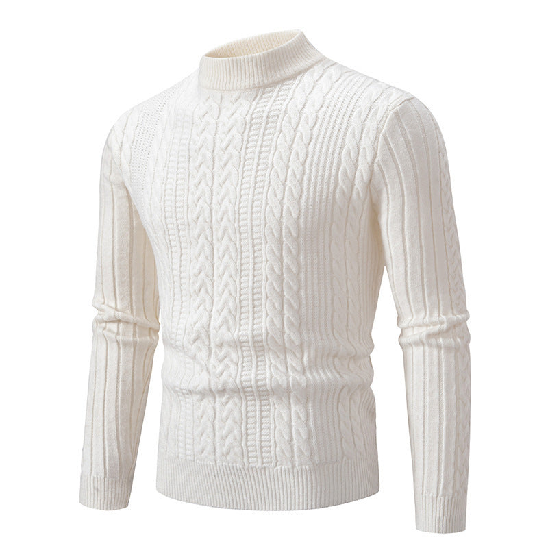 Herren eleganter Rollkragenpullover mit tiefem Zopfmuster und moderner Passform EB