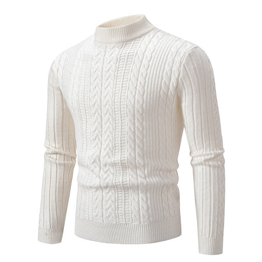 Herren eleganter Rollkragenpullover mit tiefem Zopfmuster und moderner Passform EB