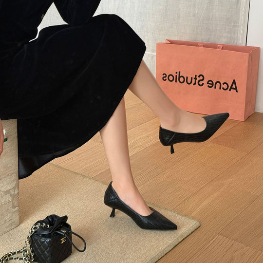Damen Elegante Pumps mit geschmackvollem Schlangenlederdesign und stabilen Absatz EB