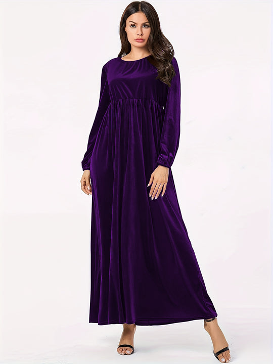 Damen Maxikleid aus luxuriösem Samt mit elegantem Faltenwurf EB