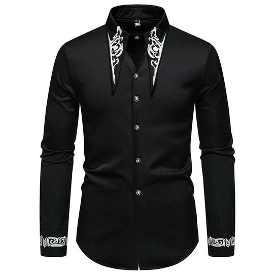 Herren elegante Langarmhemd mit kunstvollem Kragen EB