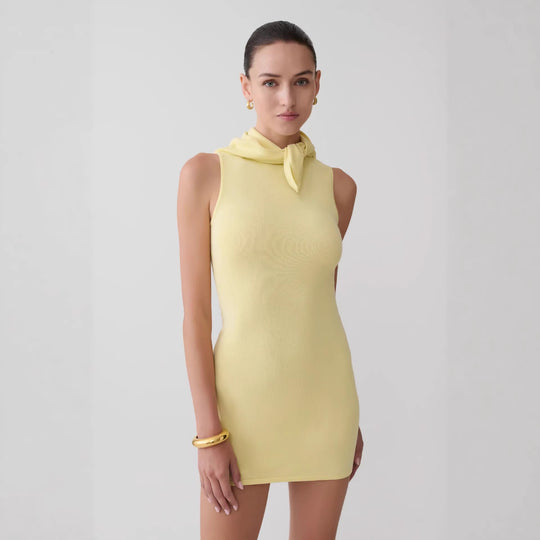 Damen Elegantes Minikleid mit asymmetrischem Kragen EB