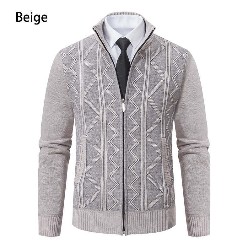 Herren modische Strickjacke mit hohem Kragen und Reißverschluss EB