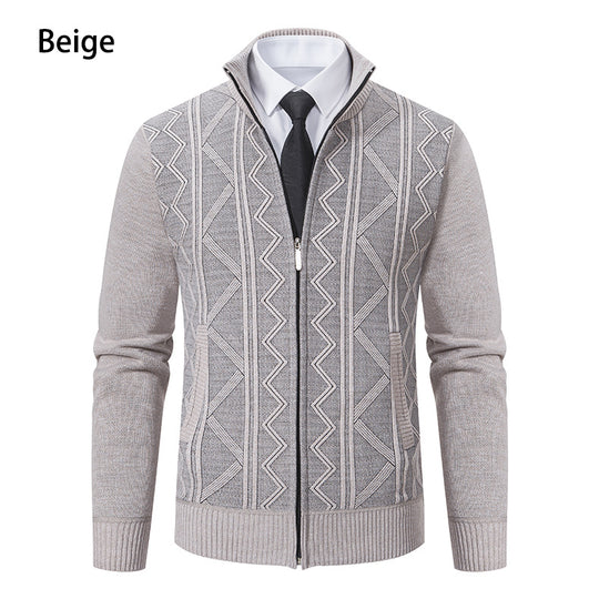 Herren modische Strickjacke mit hohem Kragen und Reißverschluss EB