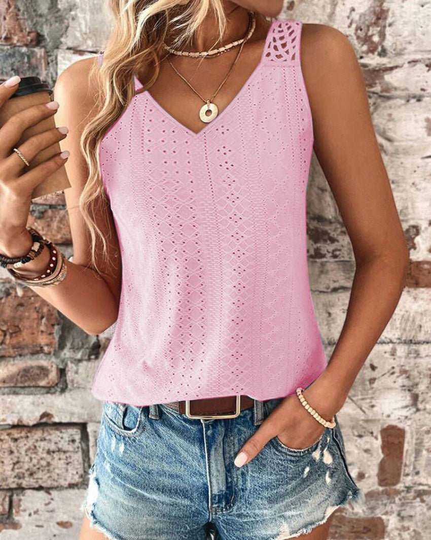 Damen luftiges Häkelshirt mit einzigartigem Rückendetail EB