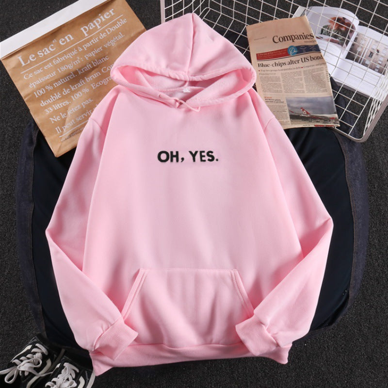 Damen nan Kapuzenpullover mit weichem Innenfutter, Kängurutasche und dezentem Frontprint EB