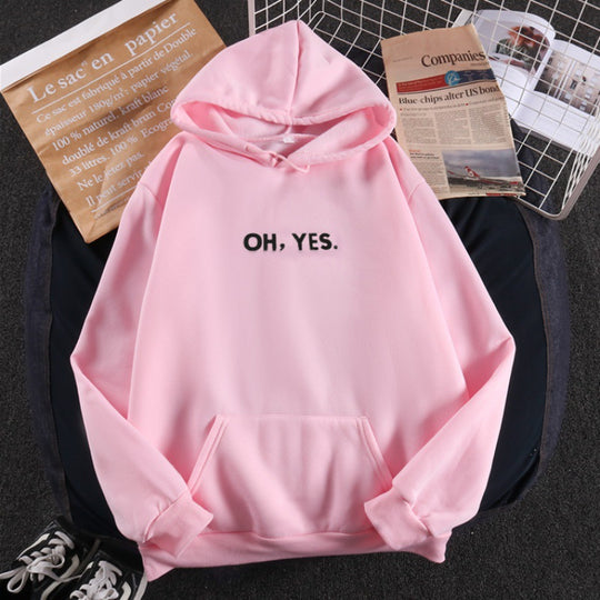 Damen nan Kapuzenpullover mit weichem Innenfutter, Kängurutasche und dezentem Frontprint EB