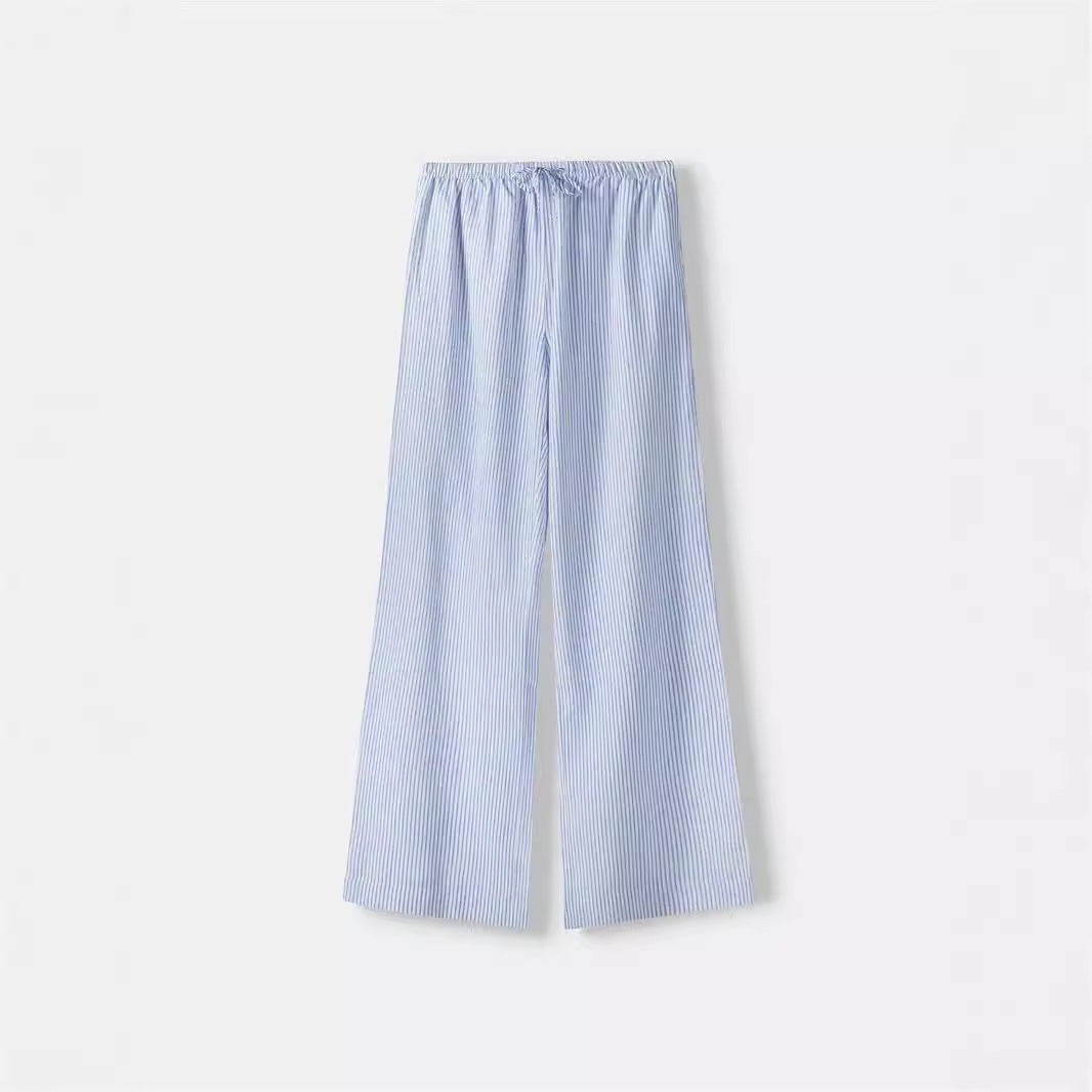 Damen Weite Sommerhose mit komfortablem Gummibund und Streifenmuster EB