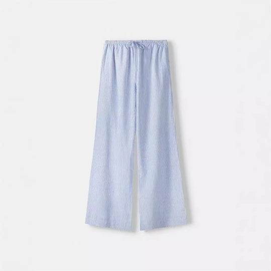 Damen Weite Sommerhose mit komfortablem Gummibund und Streifenmuster EB