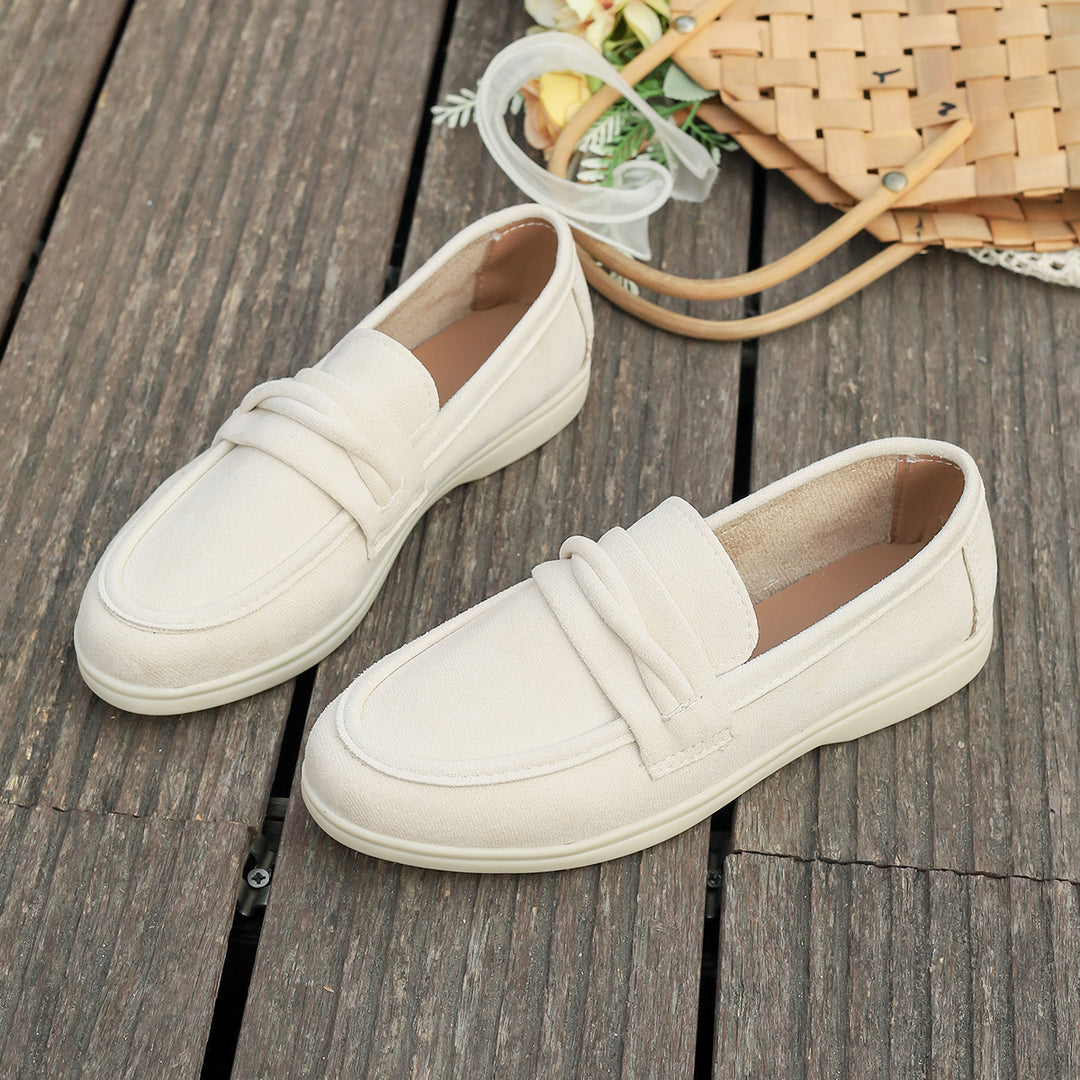Damen nan elegante Wildlederoptik-Loafer mit gepolstertem Komfortfußbett EB