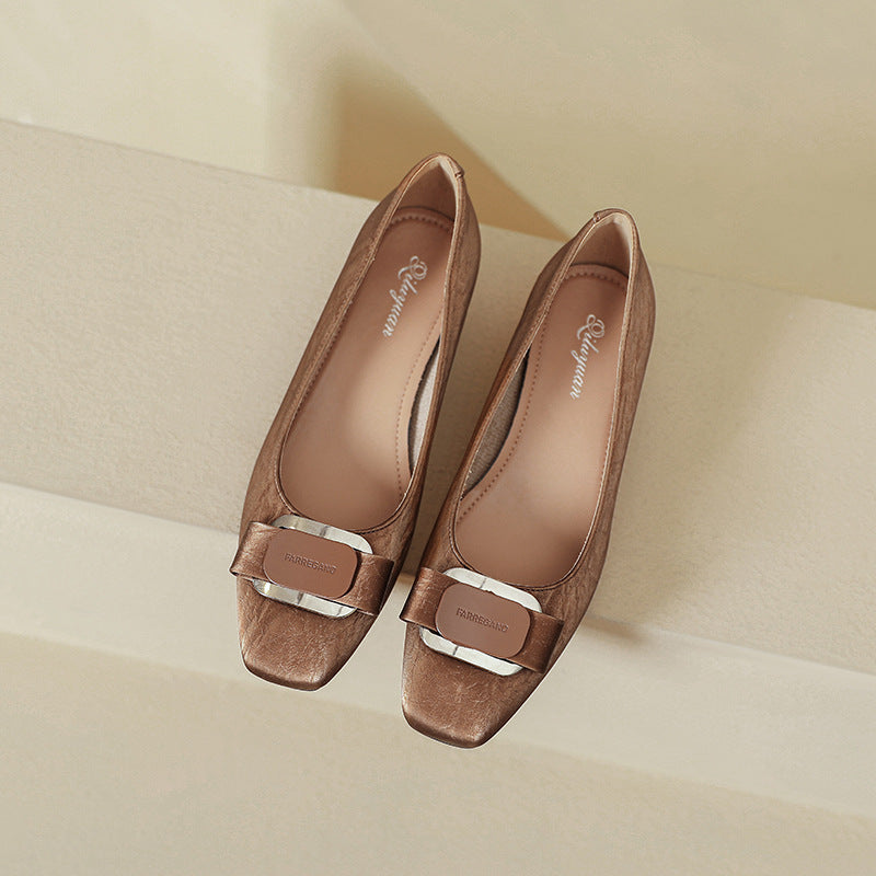 Damen Ballerinas mit elegantem Quadrat-Design und dekorativem Riemen EB