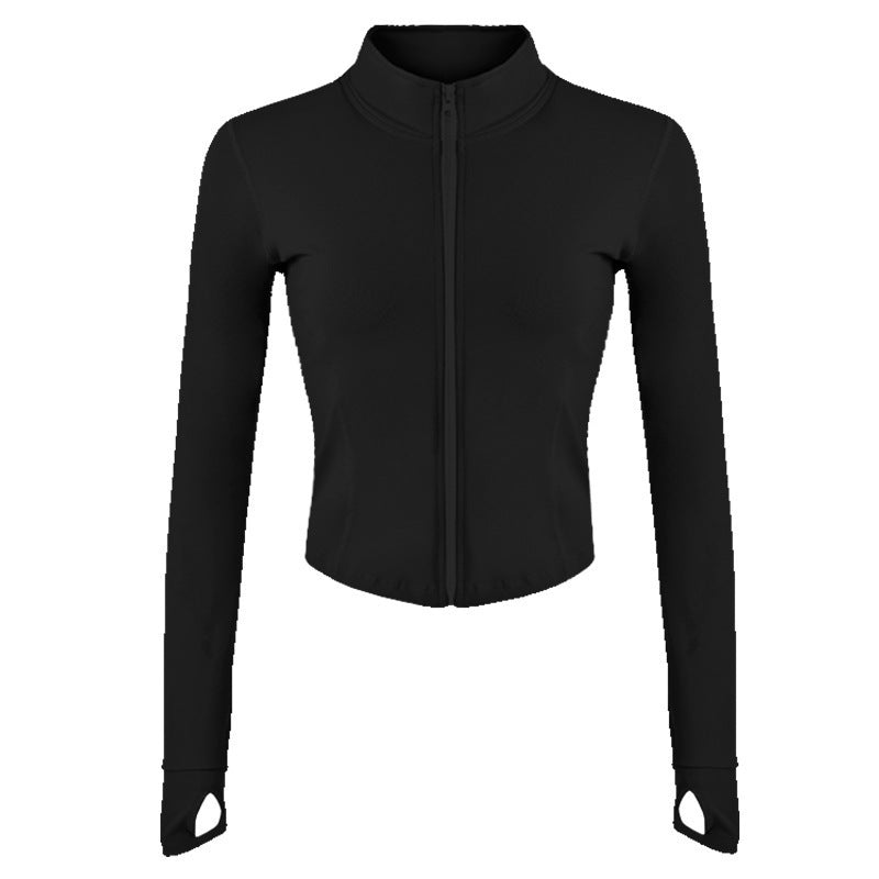Damen Sportliche Zip-Jacke mit schmalem Schnitt und Daumenlöchern EB