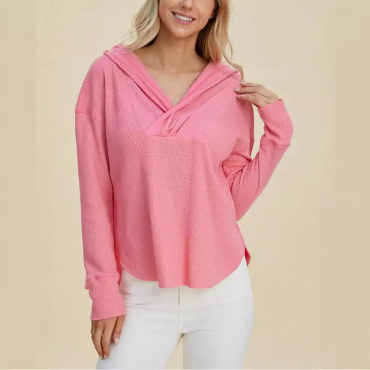 Damen Freizeit Hoodie mit raffiniertem Ausschnitt EB
