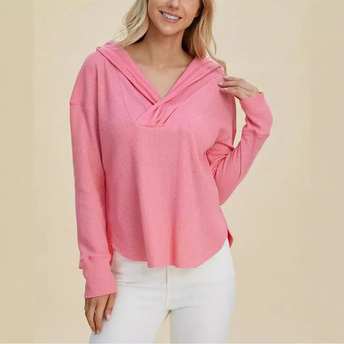 Damen Freizeit Hoodie mit raffiniertem Ausschnitt EB