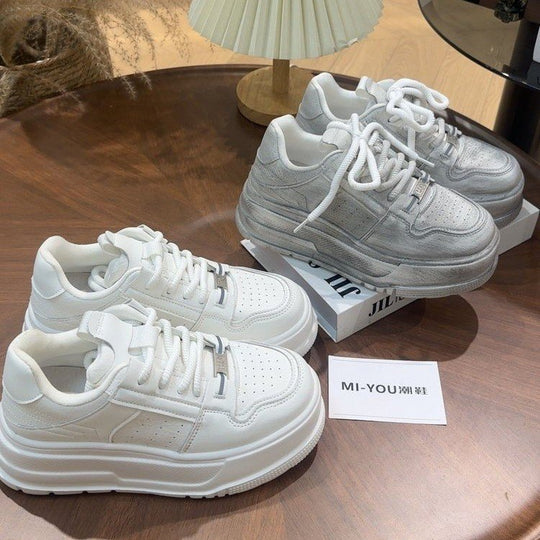 Damen modische Plateau-Sneaker mit rutschfester Sohle und atmungsaktivem Obermaterial EB