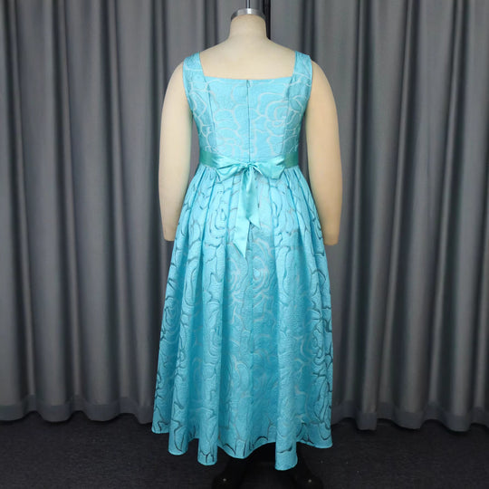 Damen Elegantes A-Linien Kleid mit floralem Jacquard-Muster EB