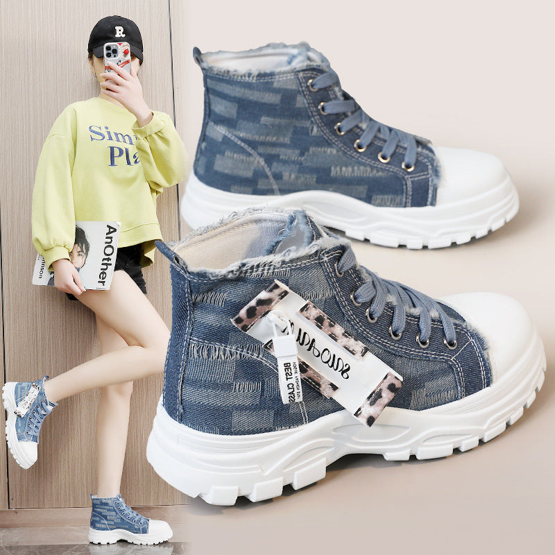 Damen hochschneider Sneakers mit trendiger Markenplakette und einzigartigem Design EB