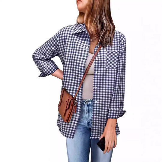 Femme Button-Up Gingham Check Shirt EB