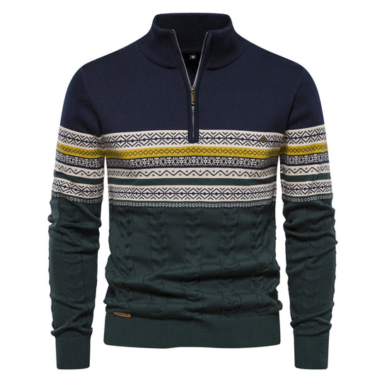 Herren modischer Pullover mit Reißverschluss und strukturiertem Design EB