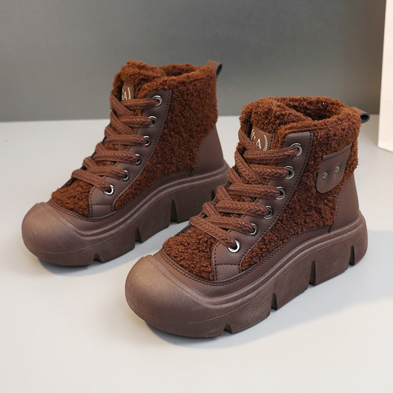 Damen modische High-Top Sneakers mit kuscheligem Innenfutter EB