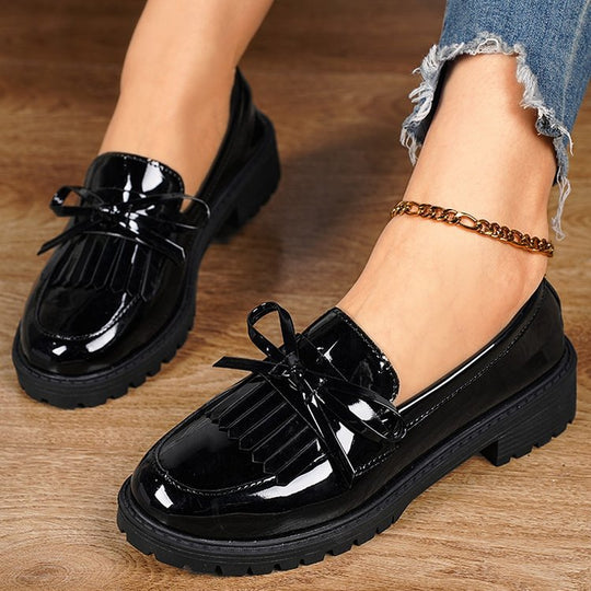 Damen Elegante Loafer mit dekorativem Schleifendetail EB