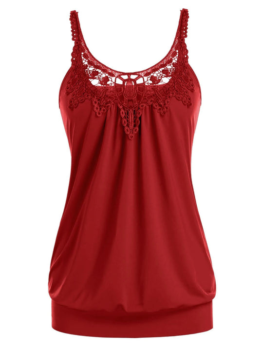 Damen Elegantes Spitzentop mit raffinierten Trägern und lockerer Passform EB