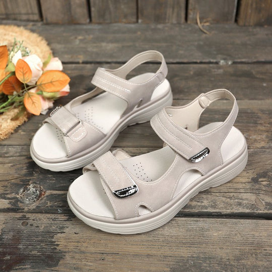 Damen Sportlich-elegante Komfort-Sandalen mit gepolstertem Fußbett und verstellbaren Klettverschlüssen EB