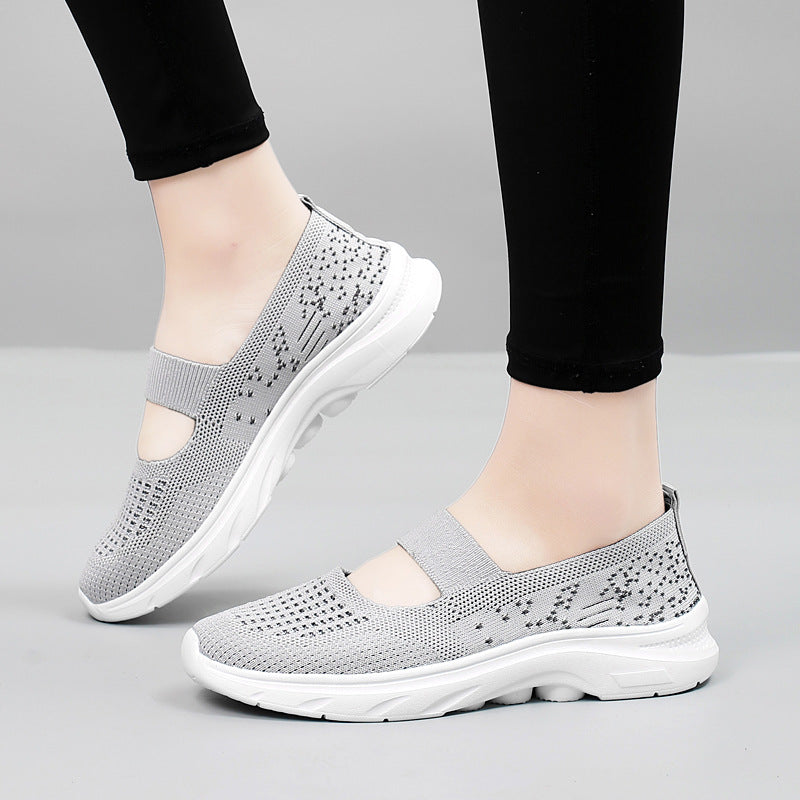 Damen bequeme Slip-On Sneakers mit gepolstertem Riemen EB