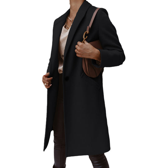 Damen Eleganter Wollmantel mit schmaler Silhouette und praktischen Taschen EB