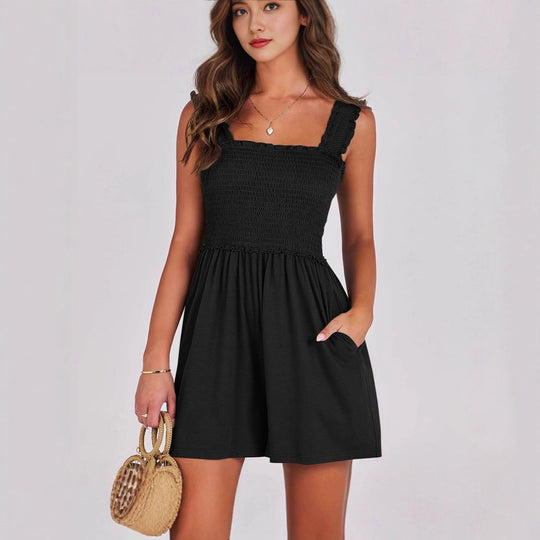 Damen Freizeit Minikleid mit schmalen Trägern und Raffung EB
