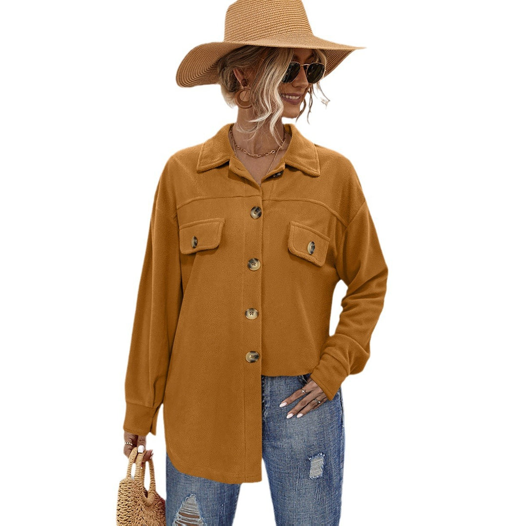 Damen Komfortable Overshirtjacke mit aufgesetzten Taschen und Knopfleiste EB