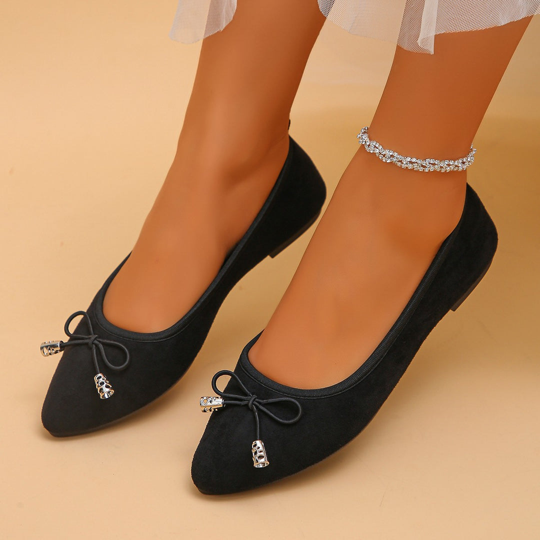 Damen Ballerinas mit dezentem Strassdetail und modischer Schleife EB