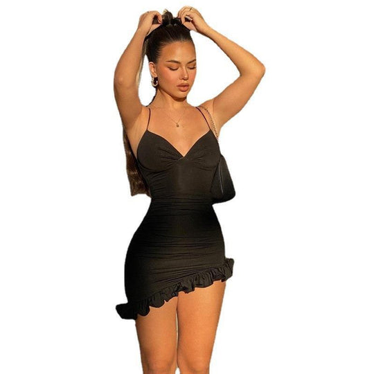Damen Elegantes Minikleid mit raffinierter Rüschendetail EB