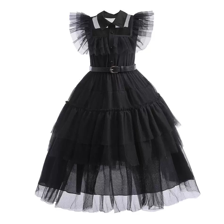 Damen Gothic-Lolita Kleid Stufenrock Rüschenkragen
