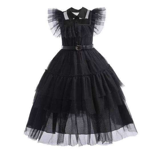 Damen Gothic-Lolita Kleid Stufenrock Rüschenkragen