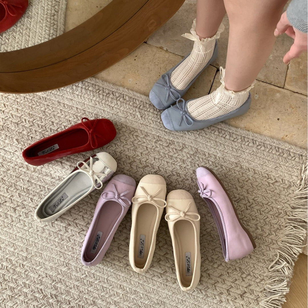 Damen Ballerinas mit schimmerndem Obermaterial und modischem Schleifendesign EB