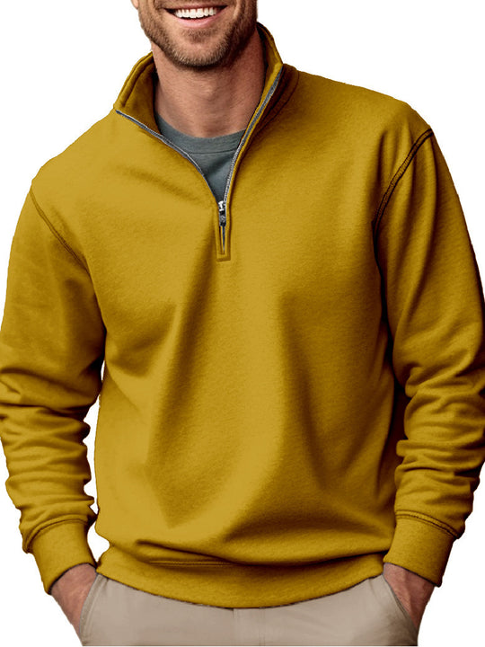 Herren nan Halbzip-Sweatshirt mit Stehkragen und weichem Fleece-Innenfutter EB