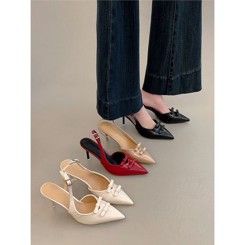 Damen elegante Slingback-Pumps mit Schleifenverzierung EB