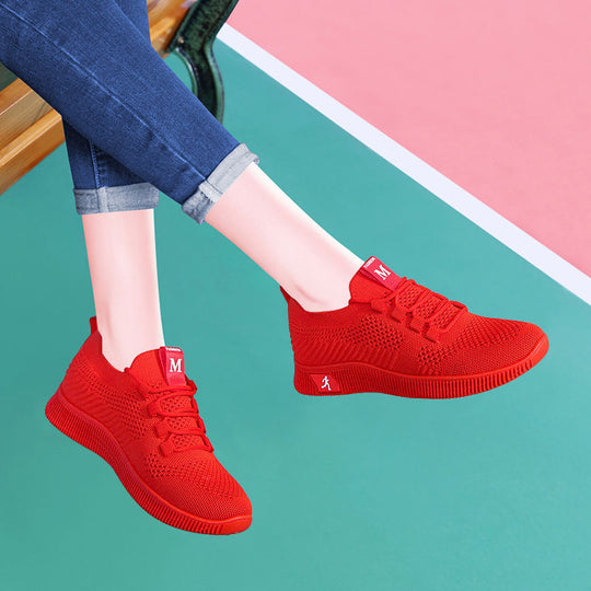 Damen Sportliche Sneaker mit atmungsaktiver Mesh-Oberfläche und elastischem Design EB