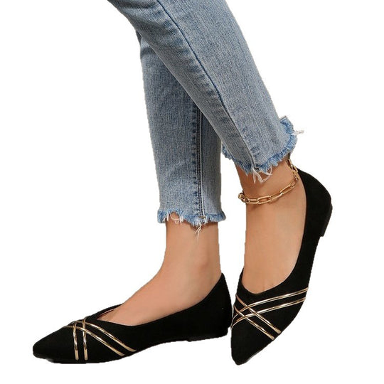 Damen elegante Ballerinas mit geschmackvollen Goldakzenten EB