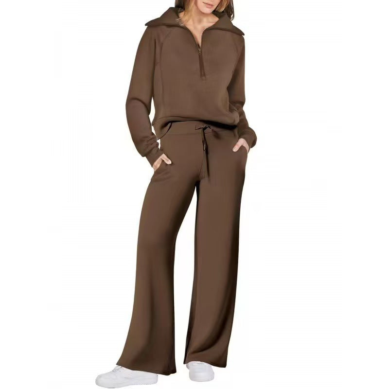 Damen Sportliches Set mit Stehkragen und weit geschnittenen Hosen EB